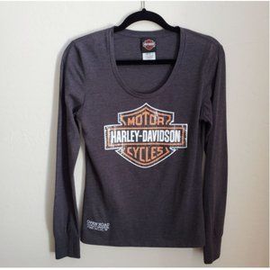 Harley-Davidson Long Sleeve Sequins Top Size M sequins logo front